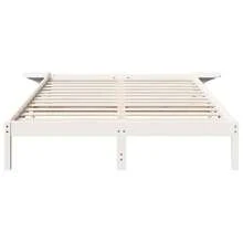 vidaXL Bettrahmen Weiß 150 X 200 Cm Aus Massivem Kiefernholz - Weiss - Übersicht 6