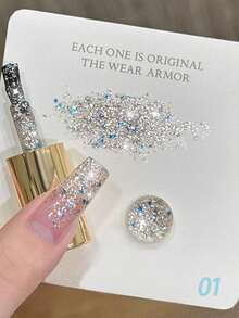 MIANEL 10ML 2026 新款追星追月铂金闪粉凝胶指甲油 冬季热销 亮白闪光指甲油 碎钻美甲 粉红美甲 女生礼物 美甲沙龙及DIY使用