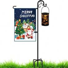 1 Piece 48-Inch Shepherd's Hook Garden Flagpole, Easy To Install With Stopper - Ideal For Hanging Flags, Bird Feeders And Solar Lanterns, Adjustable Bracket