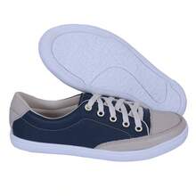 Women's Sneakers In Genuine Leather - Lightweight And Comfortable For Everyday Wear - Azul com Bege - 查看 4