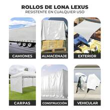VINILMAX Lona Impermeable de 1.50x1m Uso Rudo con Protección UV para Exterior | Resistente a Polvo, Lluvia y Nieve | Ideal para Camiones, Obra y Construcción | Disponible en Varios Colores - Blanco - Ver 5