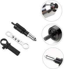 Pop Rivet Gun Tool, Professional Cordless Riveter Adapter Kit Riveter Nut Tool Drill Attachment For Cordless Electric Power Drill (4 Threaded Head Sizes: 2.4/3.2/4.0/4.8mm) - Black - View 4