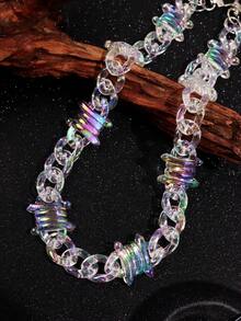 1pc Stylish Acrylic Multi-Layer Chain Belt, Fashionable Punk Street Hip-Hop Accessory For Men's Daily Wear