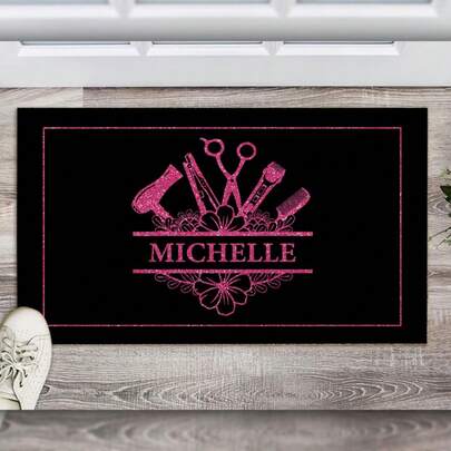 Personalized Hair Stylist Doormat, Custom Hairstylist Doormat, Cosmetologist Gift, Gift For Hairdresser, Custom Door Mat Gift For Housewarming, Thanksgiving Gift, Christmas Day Gift, Customized Front Outdoor Decor Mats - 24"X16"/30"X18"