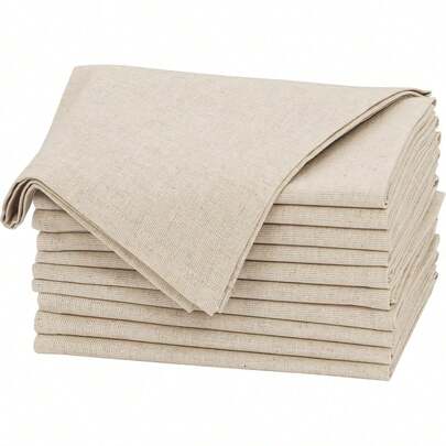 Premium Linen Napkins Set Of 12-18x18 Inch, Classic Hemstitch, Mitered Corner Cloth Napkins‎‎ - Soft, Elegant Dinner Napkins Cloth Washable For Weddings, Parties, Everyday Use - Natural