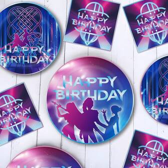 10 st/20 st/50 st, blå lila gradient koreansk djävulsjägare-tema animefest engångsservis K-pop sångare födelsedagsfest bordsservis set 9 tum 7 tum papperstallrik, tallrik magisk musik K-pop djävulsjägare-tema festtillbehör