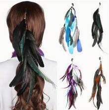 Feather Hairband Hair Clip Hair Chain, Bohemian Colorful Hair Accessories   Feather Clip Peacock Shape Hair Ornament For Women, Suitable For Dates, Weddings, Photoshoots, Daily Styling Accessories - 黑色 - 查看 1