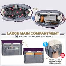 Teacher Tote Bag 15.6 Inch Laptop Bag For Women Work Bag Laptop Tote Nurse Bag Professional Computer Messenger Bag With Insulated Pocket, Laptop Briefcase For Office, College, Nursing - 紫色拼白色 - 查看 2