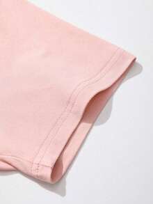 Girls & Teenagers Students Casual Printed Black Crew Neck Short Sleeve T-Shirt Top, Summer - Hồng - Xem 4