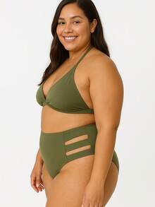 Conjunto De Biquini Plus Size 3 Tiras Suplex Com Bojo