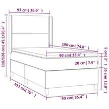 vidaXL Boxspringbett mit Matratze, dunkelgrau, 90x190 cm, Stoff - Grigio - Visualizzare 7