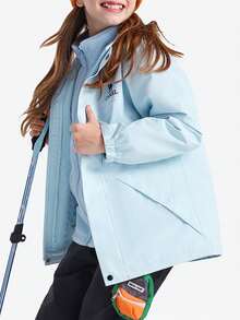 CAMEL CROWN Children's Outerwear, Girls' Windbreaker, Outdoor Warm Waterproof Mountaineering Clothing, Big Tween Girl' Snowsuit, Children's Windbreaker - Baby Blue - View 4