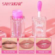 SAM SUGAR Brillo labial de perla termocrómica transparente, hidratante y nutritivo. Reduce las líneas de los labios, cuidado labial, bálsamo labial voluminizador - Multicolor - Ver 11