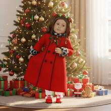 18-Inch American Girl Doll Christmas Dress Outfit, Long Sleeve Dress With Big Bow - Multicolor - View 11
