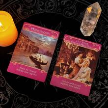 1 Box 44pcs Romantic Oracle Cards, Angel Cards, 44 Cards Tarot Divination Cards, Suitable For Beginners, Christmas, Halloween, Thanksgiving Gifts, Party Board Game, Divination Card Game - Rose Red - View 7