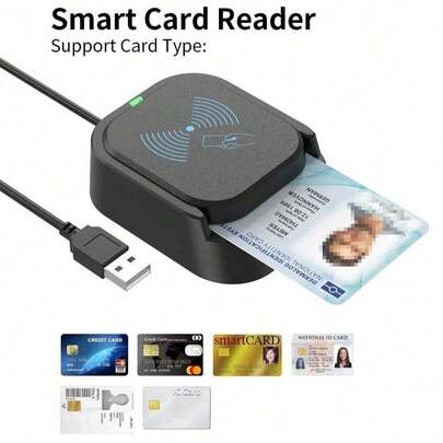 2-In-1 Plug & Play USB Smart Card Reader/NFC Reader-Writer With SD Card Slot, Compatible With Multiple Systems (//Linux), Compact IC Card Writer For PC, Supports SIM Card/RFID Card/ID Card, Easy Installation, RFID Reader, Card Reader, Credit/Debit Card Reader