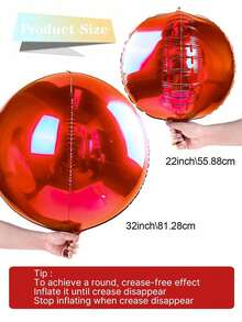 1/3/6pcs 10"/18"/22"/32"/70" Red 4D Effect Foil Balloons, Holographic Round Foil Balloons, Floatable, Helium Filled, Suitable For Birthday Party, Bachelor Party, Engagement, Wedding, Valentine's Day, New Year, Anniversary Celebration Decor - Red - View 8