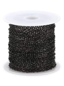 16.4ft 2mm 304 Stainless Steel Chains Flat Cable Link Chain Bulk For Jewelry Making DIY Craft - 黑色 - 查看 1