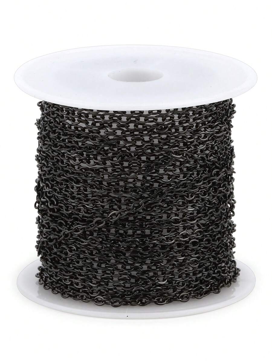 16.4ft 2mm 304 Stainless Steel Chains Flat Cable Link Chain Bulk For Jewelry Making DIY Craft - 黑色 - 查看 1