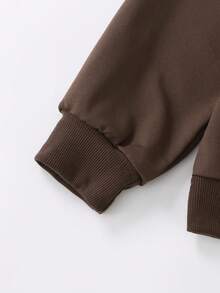 Tween Boys Casual Sporty Style Basketball Pattern Round Neck Long Sleeve Sweatshirt Autumn And Winter Student Boys Clothes - Brown - View 6