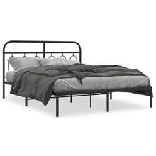 vidaXL Bettgestell Mit Kopfteil Metall Schwarz 140x190 Cm - Schwarz - Übersicht 2