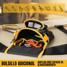 Cinturón de Herramientas de Tela Oxford con 26 Bolsillos,Cinturón de Herramientas, Bolsa de Herramientas Extraíble y Ajustable con Bolsillos Magnéticos para Electricistas, Carpinteros y Constructores - Amarillo - Ver 5