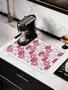 1pc Love Coffee Heart Pad, Romantic Coffee Heart Mat, Heart Coffee Love Pad, Valentine's Day Desk Mat, Washable - Multicolor - View 4