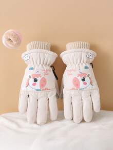 1 Pair Kids' Ski Gloves, Waterproof Warm Winter Gloves For Students, Cycling, Windproof And Cold-Proof For Boys And Girls - Unicorn Split Fingers - View 8