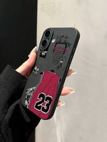 Funda para  con diseño de camiseta de baloncesto y el número 23, compatible con los modelos  17 Air, 16E, 15, 14, 13, 12, 11, XS Max/XR/Mini/Pro/Plus/Pro Max, y también con  S25/S24 Ultra/S23 FE/S22 Plus/ S21/S20/A81/A55/A54/A35/A34/A32/A25/A24/A21S/A16/A15/A13/A12/A06/A05/A04/A03, OPPO Reno/FIND/A/F, VIVO S/Y/V, series /Redmi/POCO/NOTE, series Honor X. Fundas de TPU para teléfonos que ofrecen protección a prueba de golpes, caídas y manchas, esenciales para uso personal o para regalar. Perfectas para San Valentín, Halloween, Navidad, Año Nuevo y todas las ocasiones festivas. - Negro - Ver 1