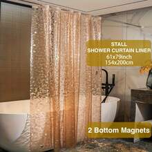 1pc Mildew Resistant Shower Curtain, Available Sizes: 180 X 200cm, 120 X 200cm, 200 X 200cm, 154 X 200cm, 90 X 200cm, Brown Color, Comes With 12 Hooks, Magnetic Bottom, Waterproof, Suitable For Shower Enclosure And Bathtub - Brown - View 16