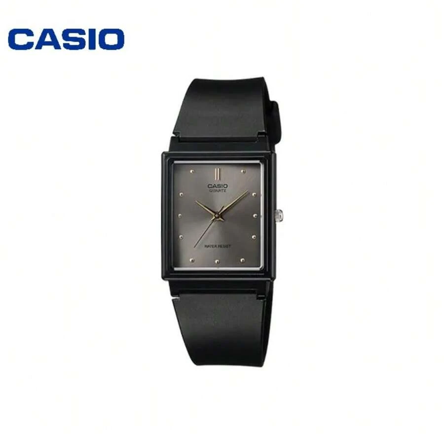 Casio 卡西欧男女通用方形模拟手表,37.2毫米灰色表盘,树脂表带,隐藏式表扣,30米防水,石英机芯 MQ-38-8A - 均碼 - 查看 1