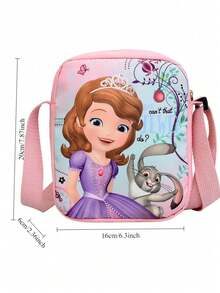 Frozen Cartoon Printed Fashion Backpack, Cute Canvas Shoulder Handbag, Travel Commuting Bag, Mobile Phone Lipstick Coin Purse - Multicolor - View 5