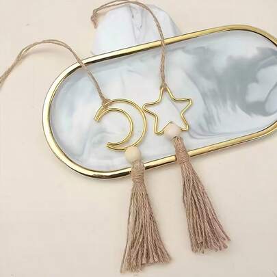 1/2pcs Islamic Hanging Decor- Islamic Crescent Moon And Star Hanging Decorations, Metal Eid Mubarak Ramadan Kareem Ornaments For Home Tabletop And Tree Decor, Muslim Festival Artisanal Accessories, No Electricity Needed