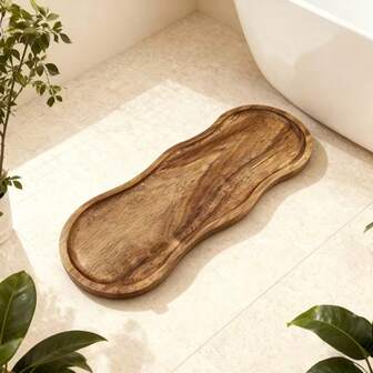 1 pieza Bandeja de madera, Bandeja de tocador de baño, Estantería de baño, 11.4x4.1 pulgadas (aproximadamente 29x10.5 cm), Madera de acacia de alta calidad - Almacenamiento elegante para cosméticos, joyas, perfumes, velas, gel de baño, bandeja para llaves, adecuado para baños, cocinas, encimeras, jaboneras, etc. Cuidadosamente hecho, Almacenamiento de decoración del hogar, Ideal para regalos de mudanza y cumpleaños.