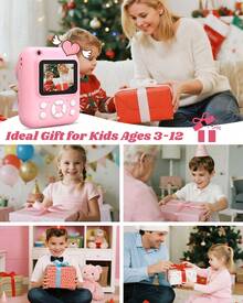 W&O Kids Camera Instant Print,Instant Camera For Kids,2.5K UHD Digital Camera With 2.6" LCD, Dual Camera,16X Zoom, Games, 32G SD Card,Birthday Gifts For 3-10 Year Old Girls Boys(Pink) - 粉色 - 查看 8