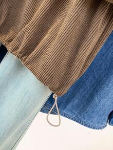 YUXIN Jachetă de damă din catifea reiată - Guler elegant cu rever, Casual cu nasturi, Culoare uni, Lavabilă la mașină, Pentru toamnă și primăvară