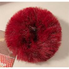 Elegant Scrunchie Hair Tie Simple Hair Bun Women Hair Accessories Red Series Plush Durable Hair Rope Christmas - FQ21-紅色毛絨 - 查看 12