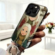 Cubierta de telefono con diseño de anime para iPhone 14 Pro Max en color negro con impresion de personajes de cabello blanco y texto 3D COOL adecuada para uso diario en cafeterias y salones - Blanco - Ver 6