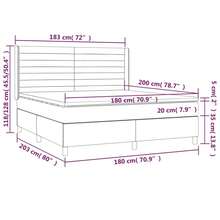 vidaXL Boxspringbett mit Matratze & LED Hellgrau 180x200 cm Stoff - Grigio - Visualizzare 8