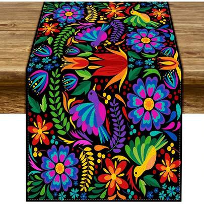 Mantel de mesa para decoración del hogar, cocina y comedor, con temática de Día de los Muertos y carnaval mexicano