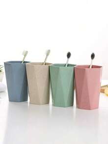 1/4pcs Bathroom Toothbrush & Toothpaste Holder, Hexagon Diamond Toothbrush Cup, Travel Wash Cup, High-End Household Wash Cup, Heat-Resistant Plastic Wash Cup, Couples Wash Cup, Multi-Functional Portable Gargle Cup - Multicolor - View 6