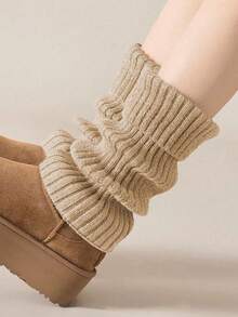 1/3/5/10/20/30 Pairs Of Women's Leg Warmer, White Knitted Warm Calf Socks, Suitable For Autumn And Winter. Women's Slouch Socks, Warm, Prevent Air Leakage At The Cuffs, Chunky Knit Detail Soft Warm Keeping & Fashionable Layering Function Autumn And Winter, Warm And Comfortable,White Leg Warmers Leg Warmers - Multicolor - View 17