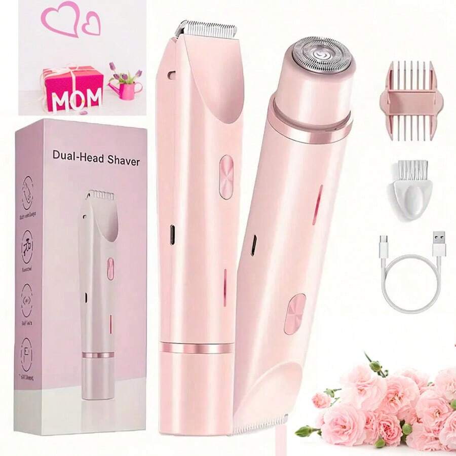 2 In 1 Rechargeable Bikini Trimmer, Women's Shaving Device Electric Razor,  IPX7 Waterproof,400mAh Lithium Battery, Dry And Wet, Men's And Women's Body Hair Remover, USB Rechargeable Lithium Battery, Multi-Purpose Facial Tools, Hair Trimmer, Valentine's Day Gifts For Girlfriends And Lovers