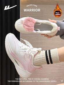WARRIOR 1双女士前系带运动鞋，网面透气防滑耐穿舒适多功能轻便跑步鞋，适合户外休闲穿着 - 白粉{加絨} - 查看 4