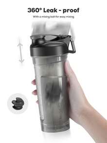 Powcan 26oz Protein Powder Shaker Bottle With Mixing Ball, Leak-Proof Design, Portable Handle, Suitable For Outdoor Activities And Gym Use - Black - View 7