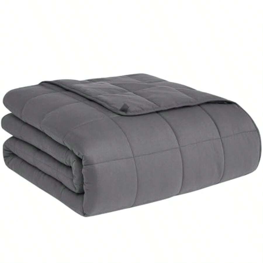 Weighted Blanket 7lbs 40"X 60" Grey Heavy Blanket For 60-80lbs Weighted Blanket For Cooling And Heating With Premium Glass Beads Thick Blanket All-Season - 01-灰色+48吋x72吋-15磅 - 查看 1