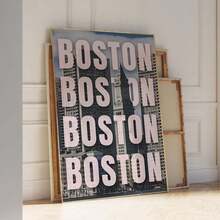 1幅无框波士顿天际线墙画，粉色点缀旅行海报，复古风格城市风景画，适用于卧室、客厅、宿舍 | 房间装饰，装饰品，墙画，复古装饰，宿舍必备 - 彩色 - 查看 3