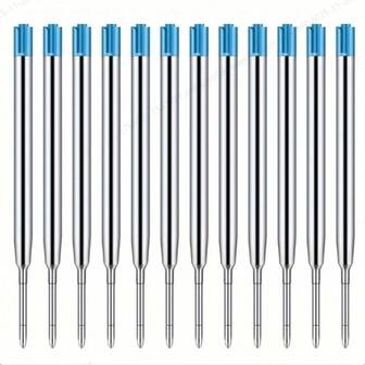10支装9.9厘米金属圆珠笔芯，蓝色墨水，1.0毫米中号笔尖