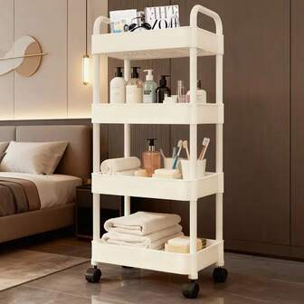 Small And Cheap Multi-Purpose Cart, Multi-Purpose Storage Rack With Wheels, Easy To Assemble Bedroom, Bathroom, Office