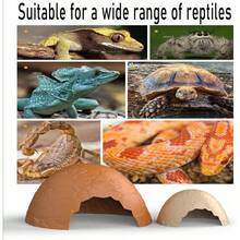 6Pcs Reptile Hide, Reptile Use Hide Cave Snakes Crested Gecko, Leopard Gecko, Snake, Crabs Hide Cave Brown, Regular - Brown + Regular - View 6